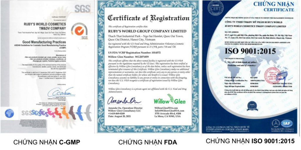 Nhà máy sản xuất đạt chứng nhận C-GMP, ISO 9001:2015, FDA